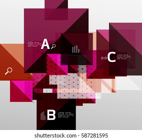 Repetition of overlapping color squares, geometric modern background