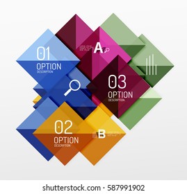 Repetition of overlapping color squares, geometric modern background