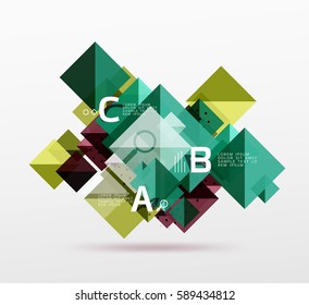 Repetition of overlapping color squares, geometric modern background