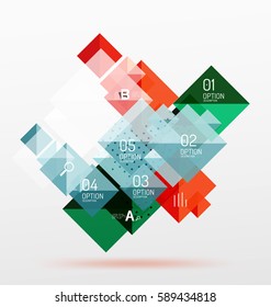 Repetition of overlapping color squares, geometric modern background
