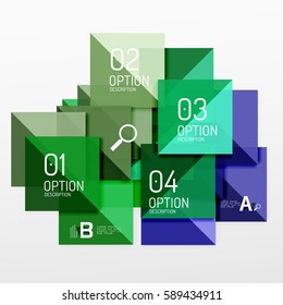 Repetition of overlapping color squares, geometric modern background