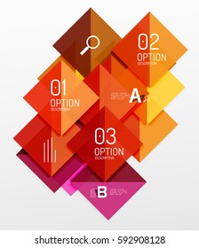Repetition of overlapping color squares, geometric modern background