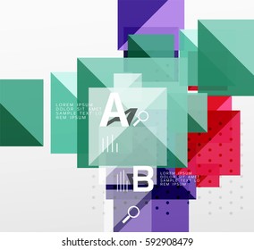 Repetition of overlapping color squares, geometric modern background