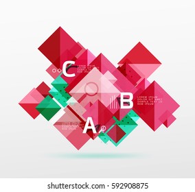 Repetition of overlapping color squares, geometric modern background