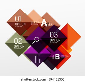 Repetition of overlapping color squares, geometric modern background