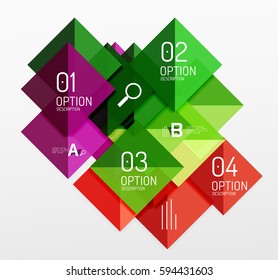 Repetition of overlapping color squares, geometric modern background