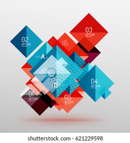 Repetition of overlapping color squares, geometric modern background