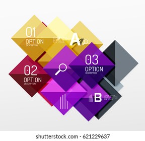 Repetition of overlapping color squares, geometric modern background