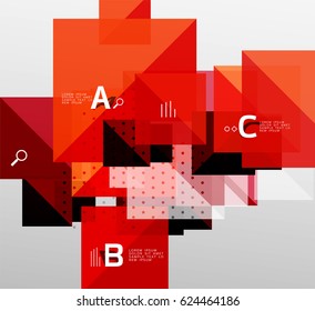 Repetition of overlapping color squares, geometric modern background