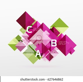 Repetition of overlapping color squares, geometric modern background