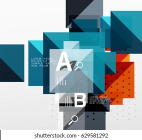 Repetition of overlapping color squares, geometric modern background