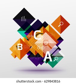 Repetition of overlapping color squares, geometric modern background