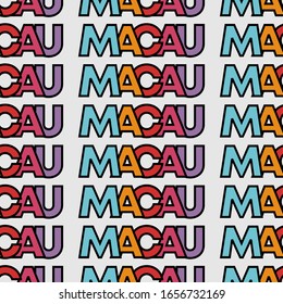 Repetition text seamless pattern of city macau china with colourful cheme colour