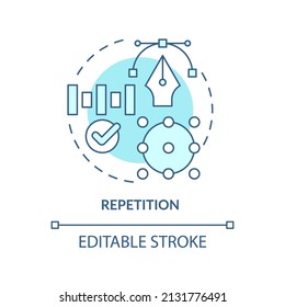 Repetition turquoise concept icon. Composition style. Graphic design principles abstract idea thin line illustration. Isolated outline drawing. Editable stroke. Arial, Myriad Pro-Bold fonts used