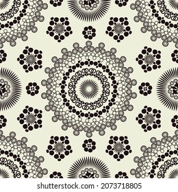 Repetitive abstract circlesvector background. Oriental mandala circles seamless pattern.