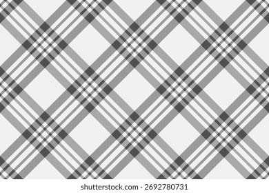 Textura de fundo de verificação repetitiva, único xadrez tartan sem costura. Padrão de vetor de tecido têxtil do clube em paleta de cores brancas e neutras.