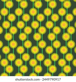 Repetitive dandelion flower pattern background.
