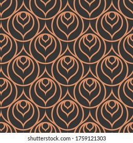 Repetitive Decorative Vector 1930s Repeat Pattern. Golden Minimal Graphic Twenties Shapes Texture. Dark Simple Great Deco Texture. Asian Background Pattern. 