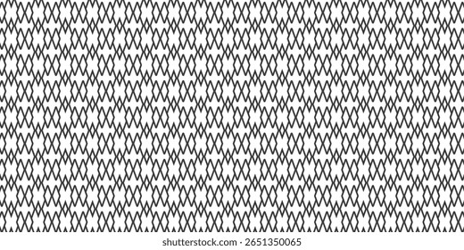 Repetitive diamond mesh pattern with wavy intersecting lines in monochrome. Perfect for fashion prints or minimalistic digital art. Mesh, Diamond, Pattern, Abstract, Textile
