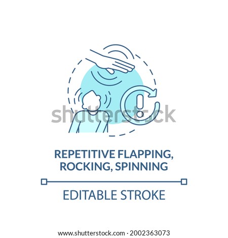 Repetitive flapping, rocking, spinning concept icon. Autism symptom abstract idea thin line illustration. Self-stimulatory behavior. Vector isolated outline color drawing. Editable stroke