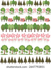 Repetitive Forest and Flower Pattern Illustration Design