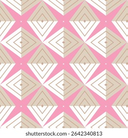 Repetitive Geometric Diamond Pattern with Concentric Elements on Pink Backdrop