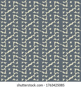 Repetitive geometric pattern composed of geometric shapes and broken stripes. Graphics in contrasting shades of blue.