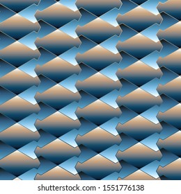Repetitive Geometric Pattern of a Four Sided Polygon Tessellation, in Blue & Beige Gradients