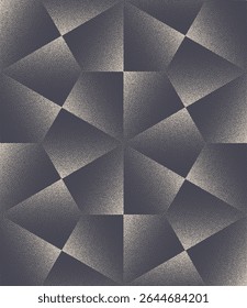 Ornamento geométrico simétrico gráfico repetitivo com elementos arabescos hexagonais e sombreamento de pontilhismo suave. Plano de fundo de vetor de ponto abstrato de padrão contínuo. Ilustração de arte de meio-tom vintage