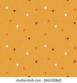 
Repetitive hearts and polka dots. Cute romantic seamless pattern. Vector illustration.