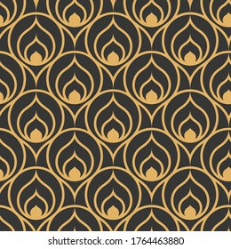 Repetitive Ornate Graphic Roaring Tile Texture. Continuous Ornament Vector 1930s Textile Pattern. Repeat Islamic Arc Print Texture. Linear Plexus Pattern. 