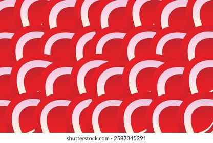 Repetitive pattern of bold red and white circular shapes, creating a modern and eye-catching design. Perfect for backgrounds, branding, or creative projects. Ideal for high-impact visuals.