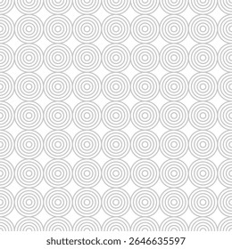 A repetitive pattern of concentric circles in light gray tones, suitable for backgrounds or graphic designs.