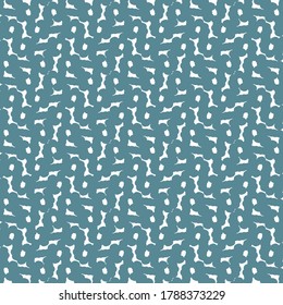 Repetitive pattern consisting of several loops and links, made with an irregular thick line. Abstract mesh background. Graphics in blue and white.