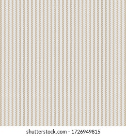 Repetitive pattern with simple twisted signs aligned vertically. Decorative striped background. Graphics in brown and light blue.