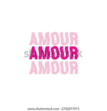 Repetitive pink text spelling amour with a distorted wavy visual effect