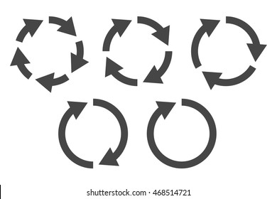 Repetitive process icon with circular arrows explanation. Icon reflect renewable energy, recycling, repeatable industry and business processes.