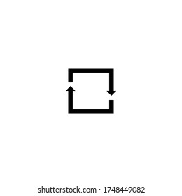 
Wiederholtes Prozesssymbol oder Symbol mit quadratischen Pfeilen. Icon spiegelt erneuerbare Energien, Recycling, wiederholbare Industrie- und Geschäftsprozesse wider.