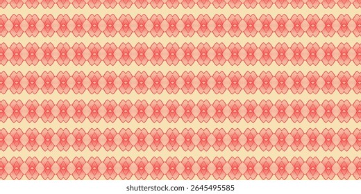 Padrão geométrico vermelho repetitivo sobre fundo de creme com simetria abstrata delicada. Ótimo para impressões de tecido, papel de embrulho ou projetos de papel de parede artísticos.