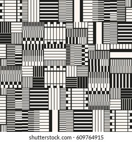 Repetitive squares with abstract and futuristic look. Squares with lines abstract seamless pattern.