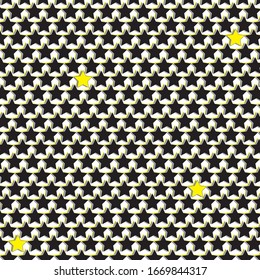 Patrón geométrico estrella repetitivo en blanco y amarillo negro