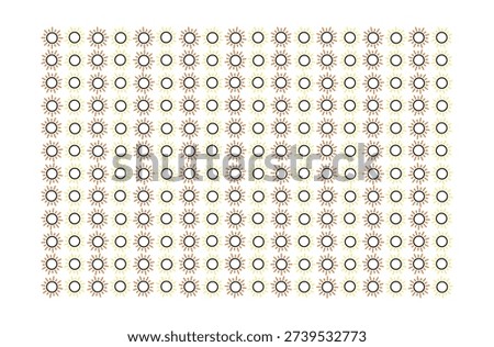 Repetitive sun shapes creating a bright and warm pattern on white backdrop