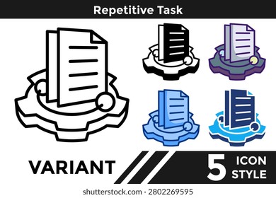 Repetitive Task icon representing recurring work, automated routines, repetitive process management, workflow automation, productivity optimization, and operational efficiency. Line, Filled, Color style.