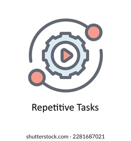 Repetitive Tasks Vector   Fill outline Icons. Simple stock illustration stock