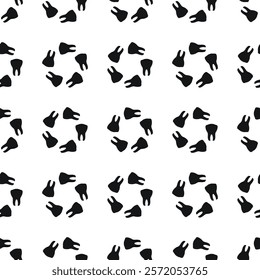 Repetitive tooth pattern design on a white background suitable for dental themes and artistic projects. Pattern 13