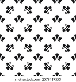 Repetitive tooth pattern design on a white background suitable for dental themes and artistic projects. Pattern 14