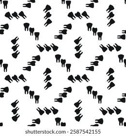 Repetitive tooth pattern design on a white background suitable for dental themes and artistic projects. Pattern 15