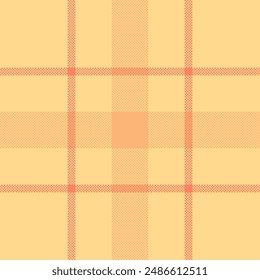 Repetitive vector plaid check, costume fabric texture textile. Fancy background tartan seamless pattern in amber and orange colors palette.