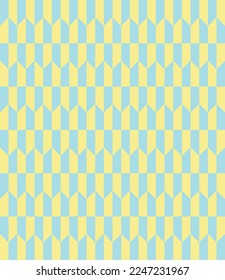 Repetitive yellow and green prism shape background. Yellow and green arrow shape checker backdrop.