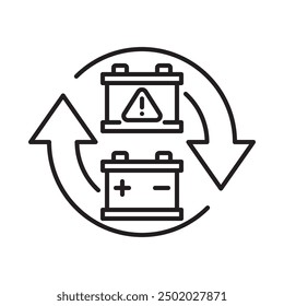 Replace battery icon. Outline style. Vector. Isolate on white background.